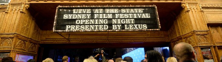 Audience entering the front door of the State Theatre in Sydney for the Sydney Film Festival