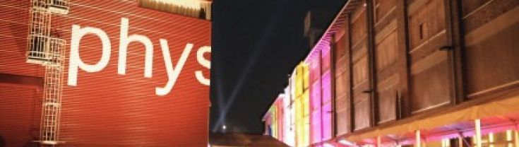 Theatre buildings lit up at night