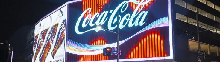 The large Coca Cola sign that marks the start of the Kings Cross District 