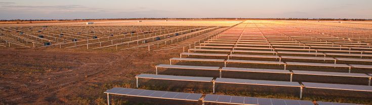 solar panels in a desert solar farm