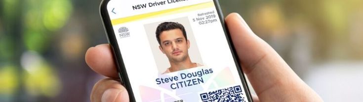 Close up of person holding a smartphone that has Steven Douglas' digital drivers licence on screen