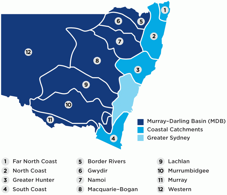 Regional NSW map of basins