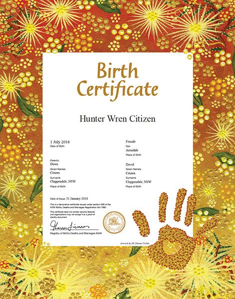 Commemorative Birth Certificate be blessed