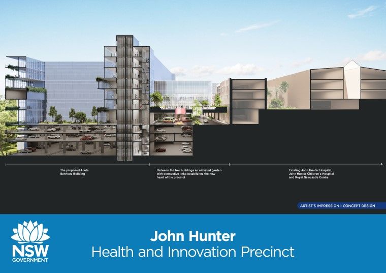 John Hunter Hospital concept design showing acute services building