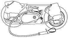 Motorised wheelman line drawing