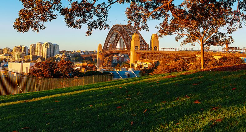 An overlooking view of Sydney’s Harbour Bridge from Sydney Observatory