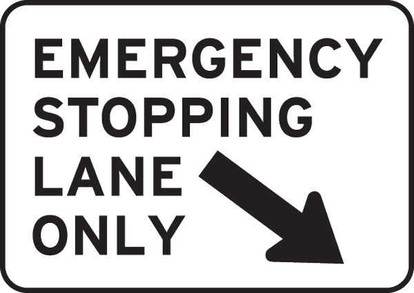Emergency stopping lane sign