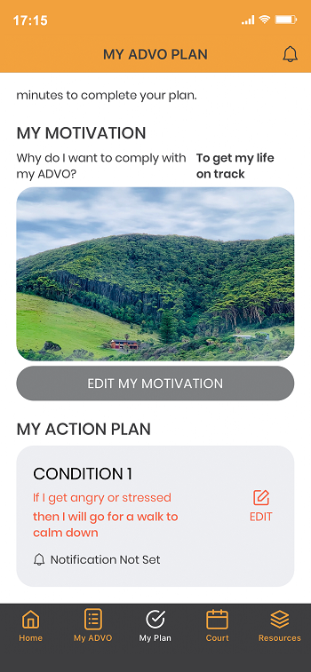 Mobile screen image of Avow app - feature make a plan