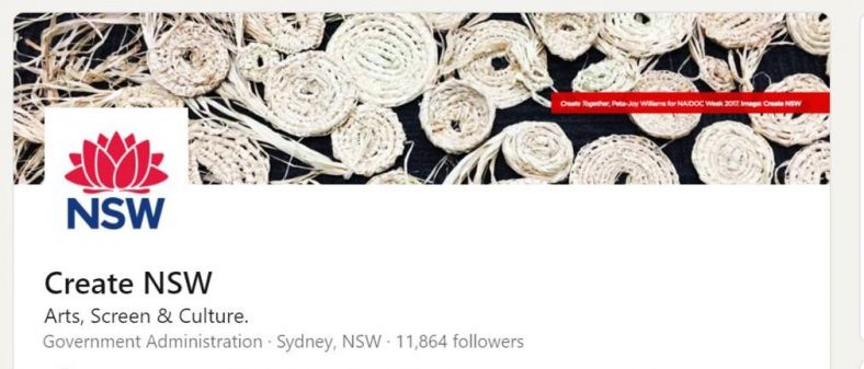 Screenshot of Create NSW on LinkedIn demonstrating correct branding
