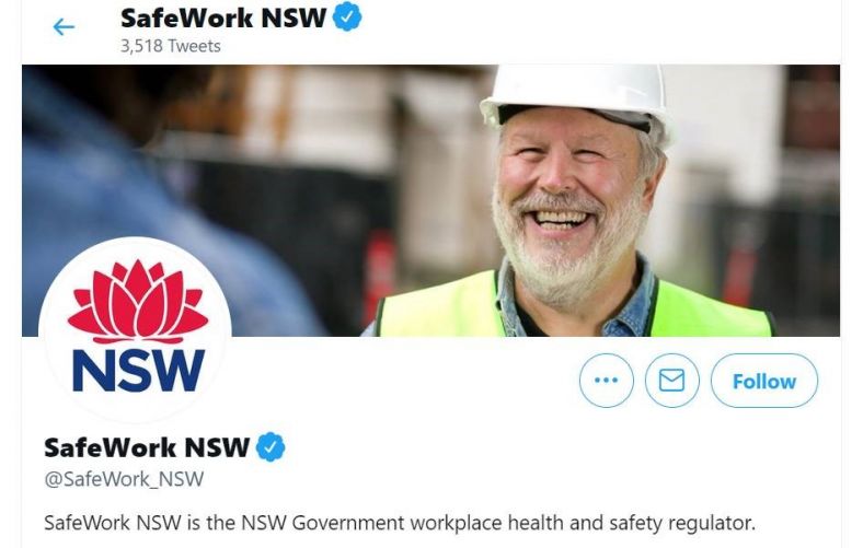 Screenshot of SafeWork NSW on Twitter demonstrating correct branding