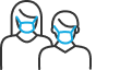 Line icon of people wearing masks