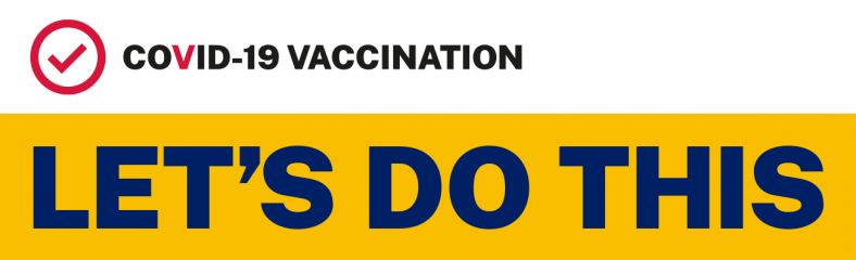 Icon that has the text: COVID-19 Vaccination Let's do this