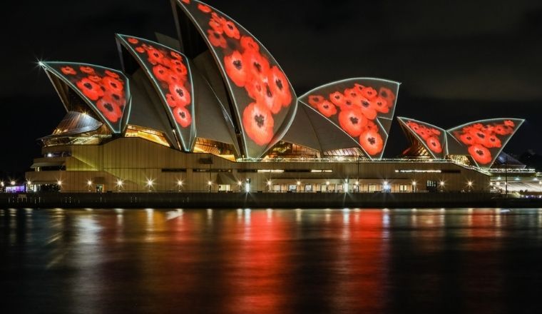 Poppies Projected on the Sydney Opera House