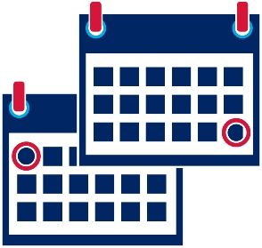 Two calendars with different dates circled