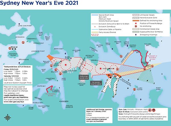 Sydney New Years Eve 2021 map