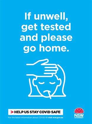 If unwell get tested go home poster