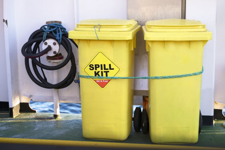 Image of chemicals spill kit in a workplace