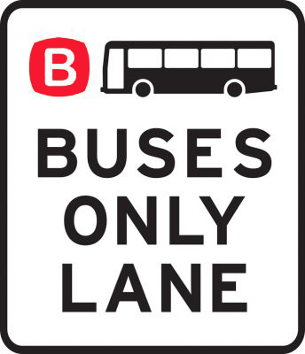 Buses only road sign