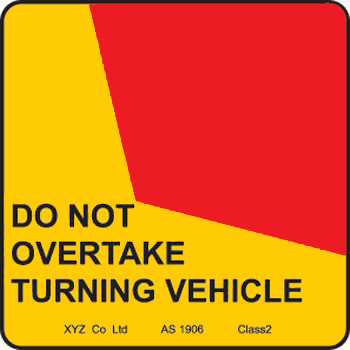 Do not overtake turning vehicle road sign