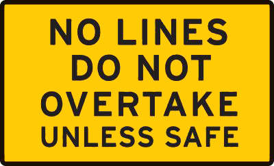 Road sign showing there's no road lines