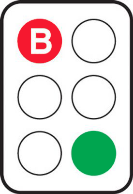 Traffic lights with red ‘B’ signal meaning buses must stop