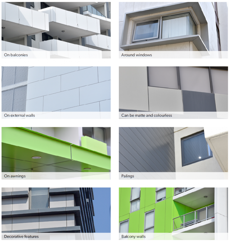 Different examples of cladding