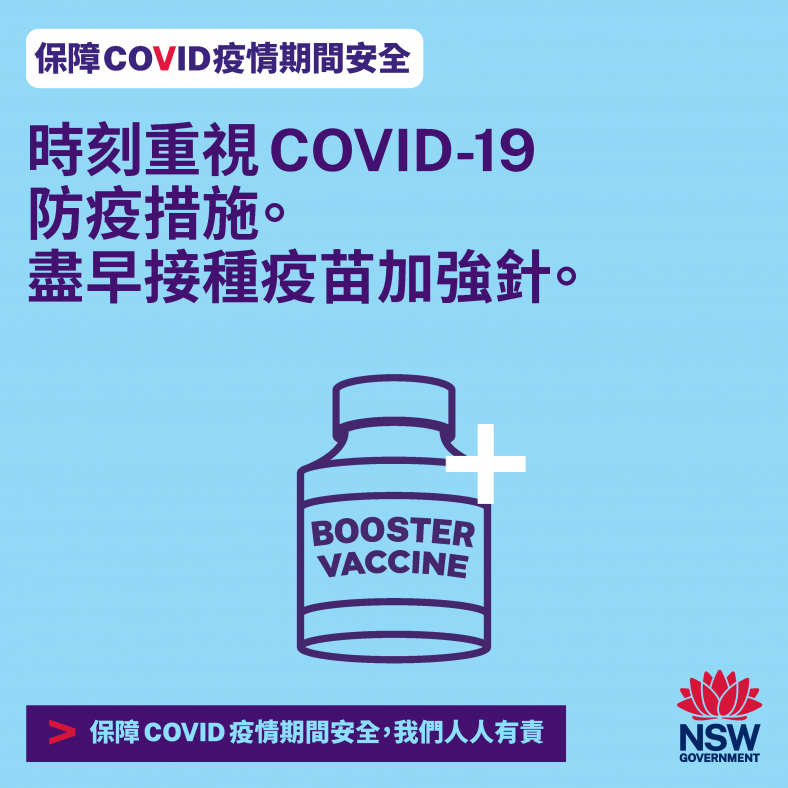 Booster icon and text: Keep up your protection against COVID-19. Get your booster.