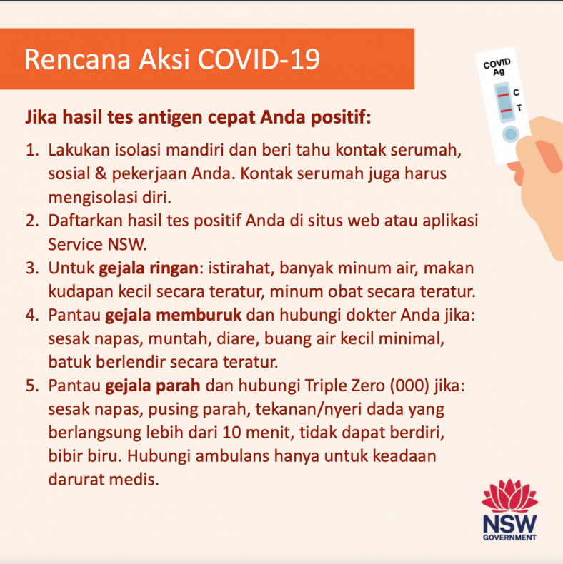 Indonesian RAT action plan COVID-19 instructions in Bahasa
