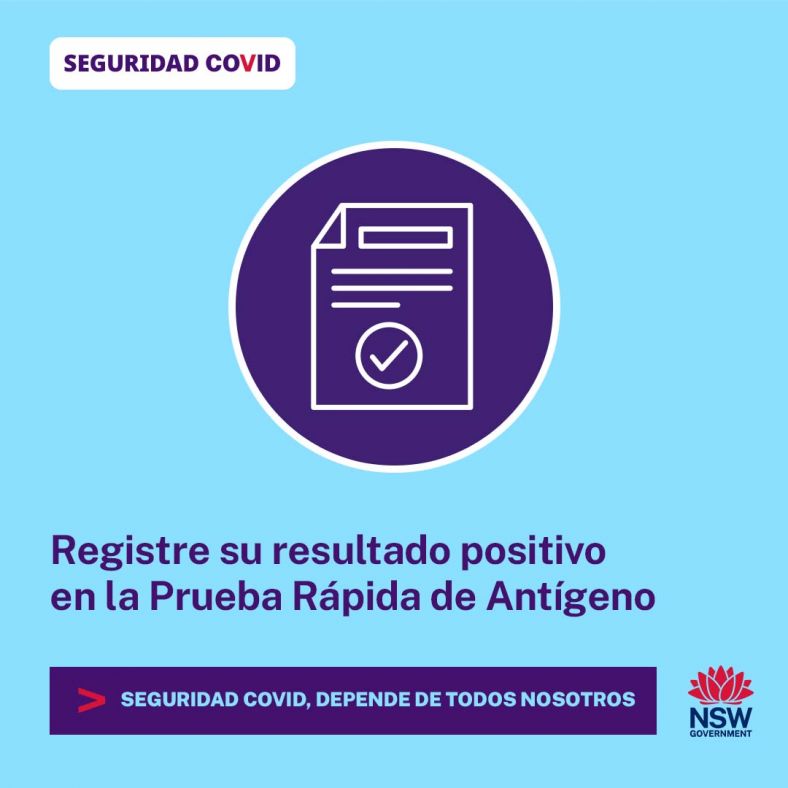 Register a positive rapid antigen test Spanish