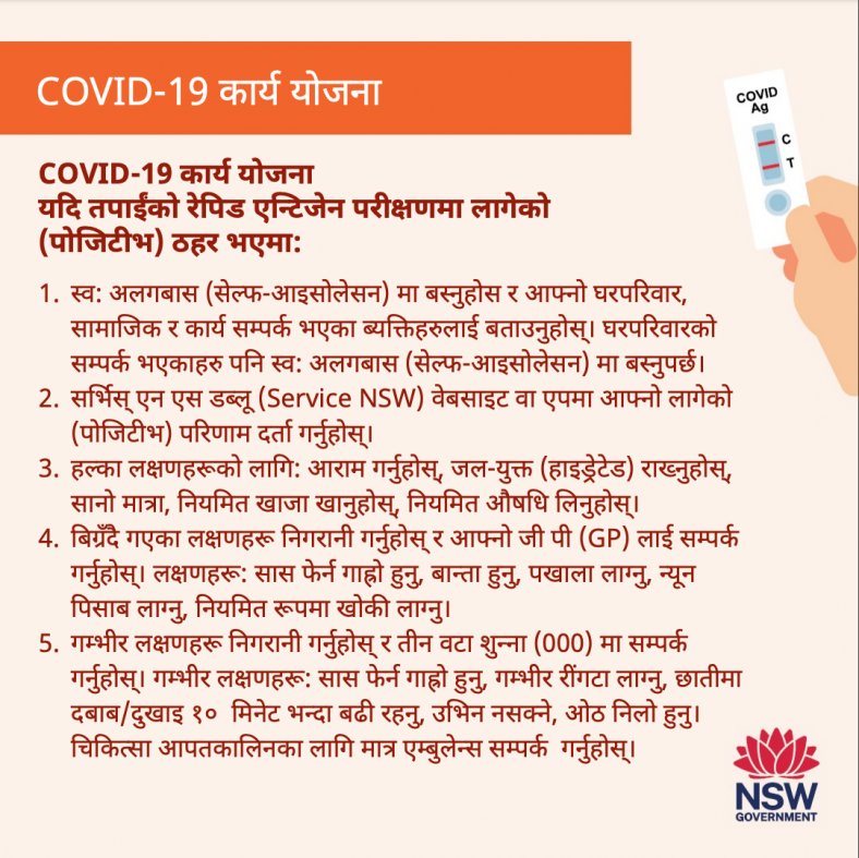 Nepali rapid antigen test action plan instructions for COVID-19