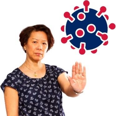 woman used stop hand signal to virus illustration