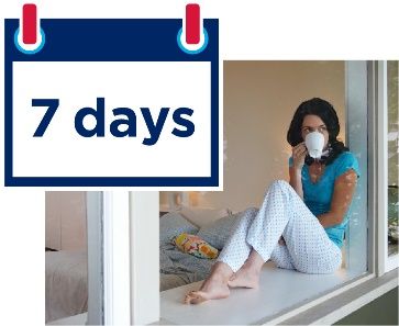 woman staying at home in self isolation for 7 days