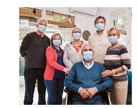 group of people wearing surgical masks
