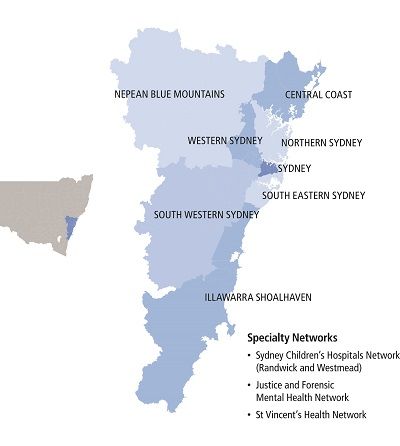 NSW local health districts - metro map