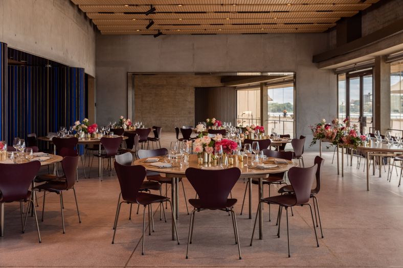 Yallamundi Rooms banquet style wedding reception at the Sydney Opera House.