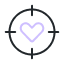 Icon showing a heart inside a target