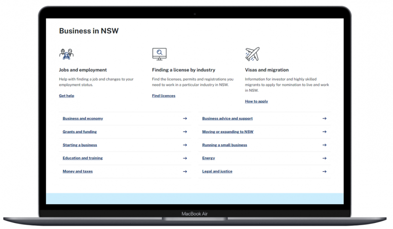 A laptop showing a nsw.gov.au webpage
