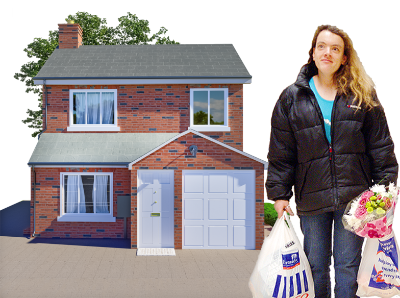 woman returning home with shopping bags
