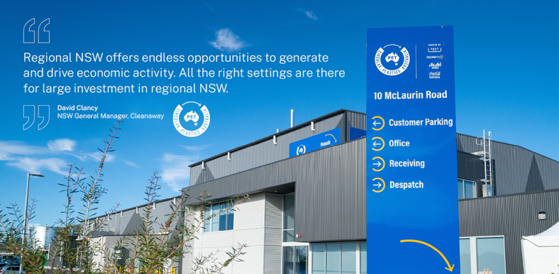 A quote from Cleanway about the benefits of investing in regional NSW.