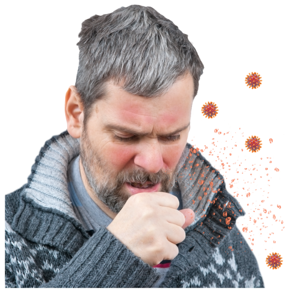 man coughing into hand