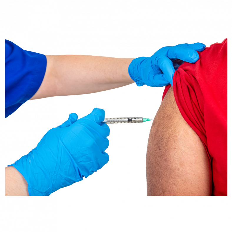man receiving injection by health professional