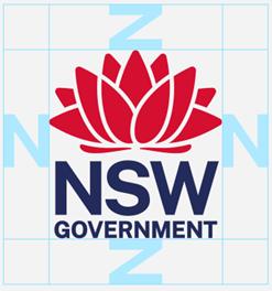 This image shows the NSW Government logo with the required minimum clear space around the edges.