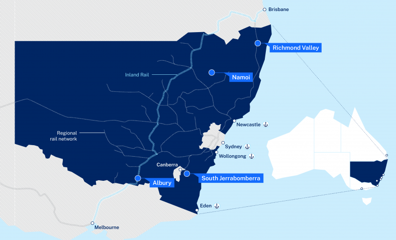 A map highlighting the Regional Job Precincts
