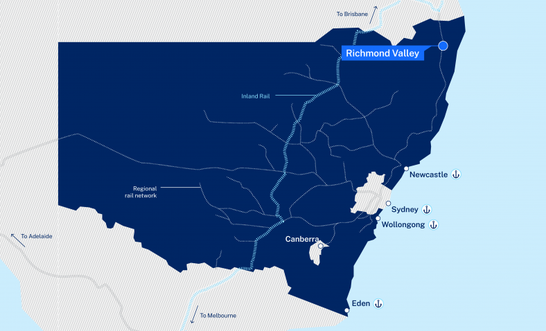 A map highlighting the Richmond Valley Regional Job Precinct