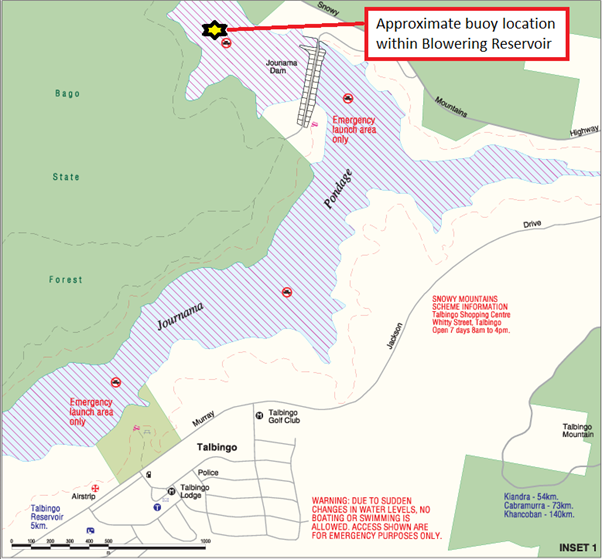 Blowering Reservoir location map