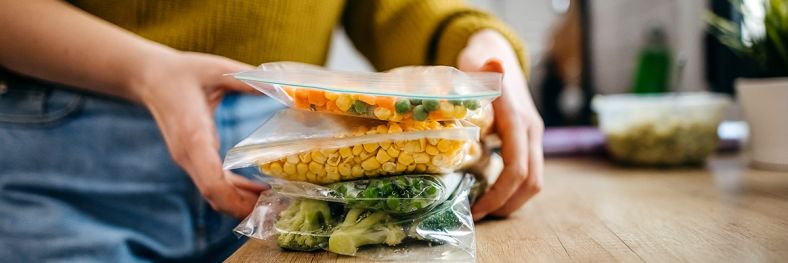 Food leftovers in zip lock bags