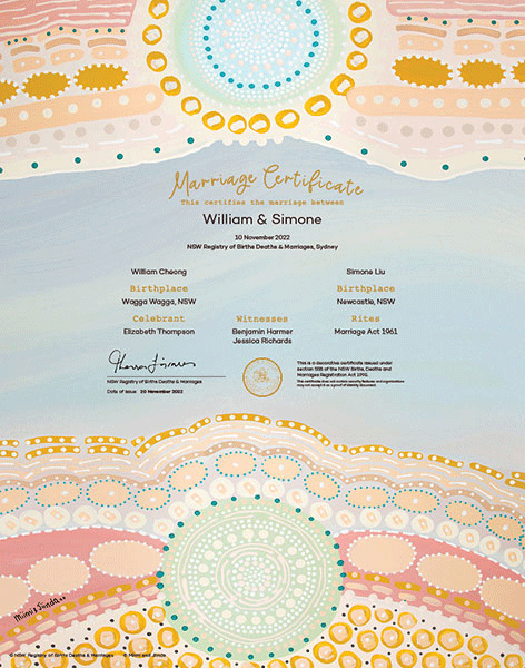 Baaliya (Be Married) commemorative marriage certificate.
