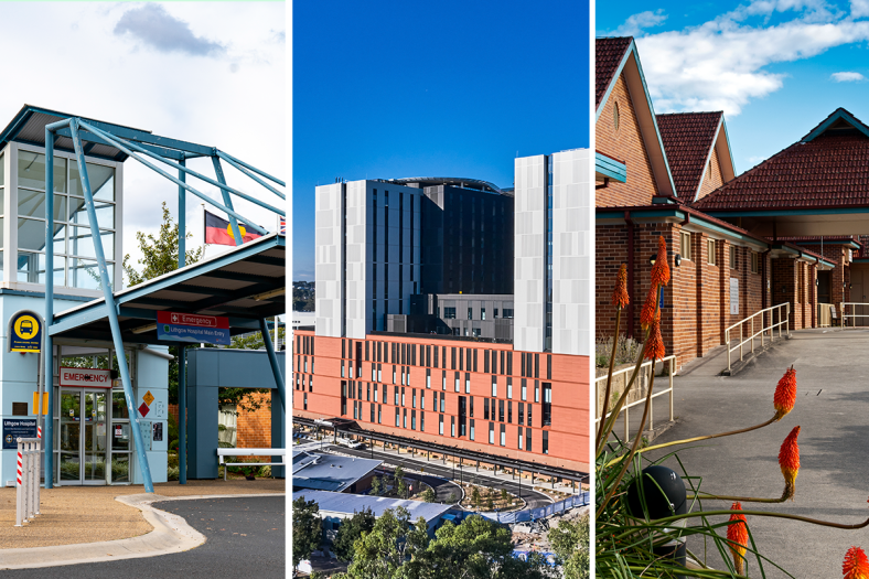 Images of the entrance of Lithgow, Nepean and Blue Mountains hospitals