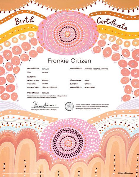 Commemorative birth certificate 