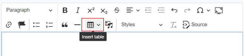Image of the table button in the WYSIWYG editor interface